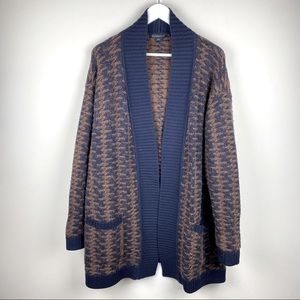Pendleton Wool Alpaca Cardigan Navy Brown Women's Plus Size 2X